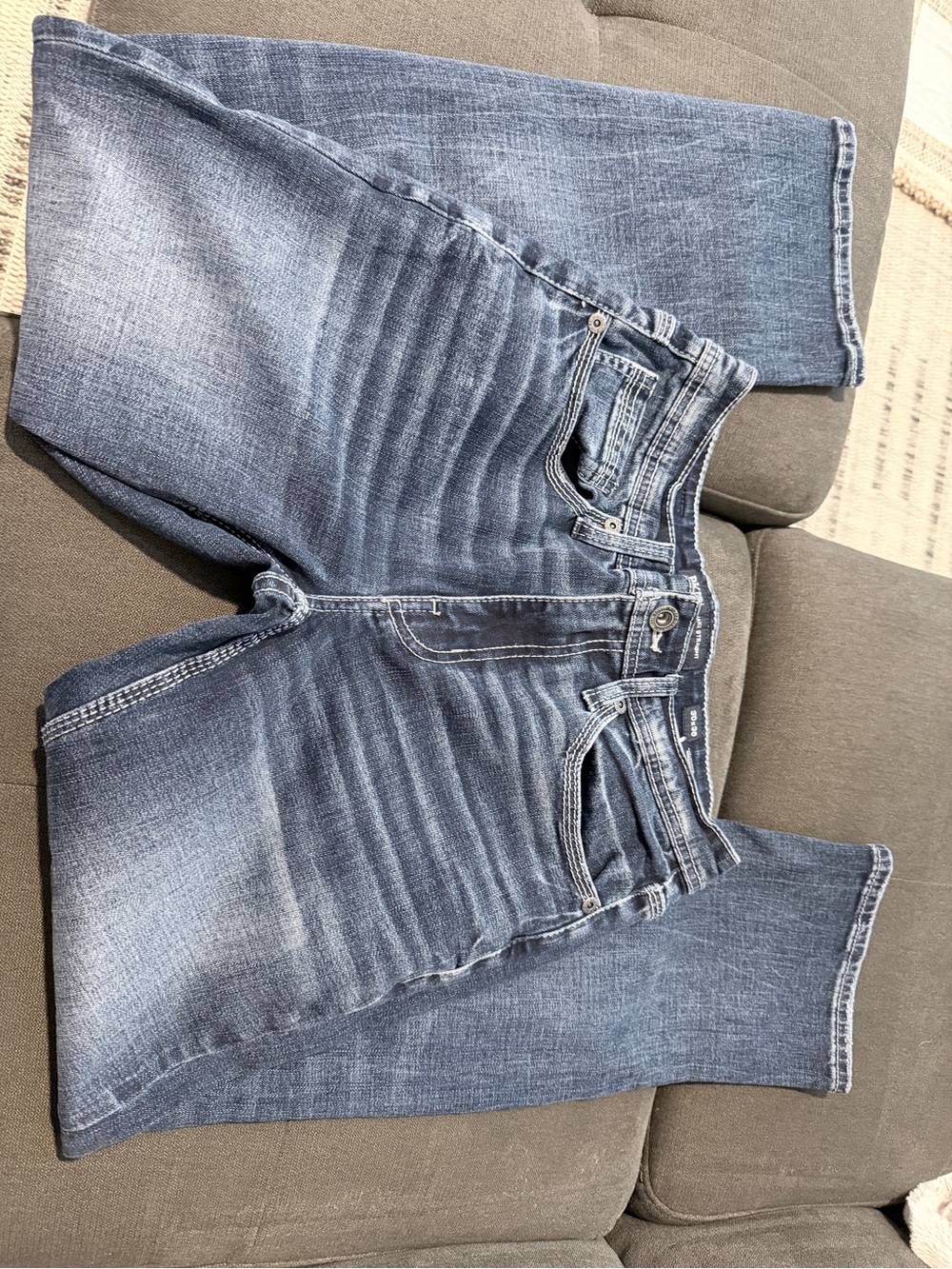 BKE Straight Leg Jeans in Mid Blue Wash